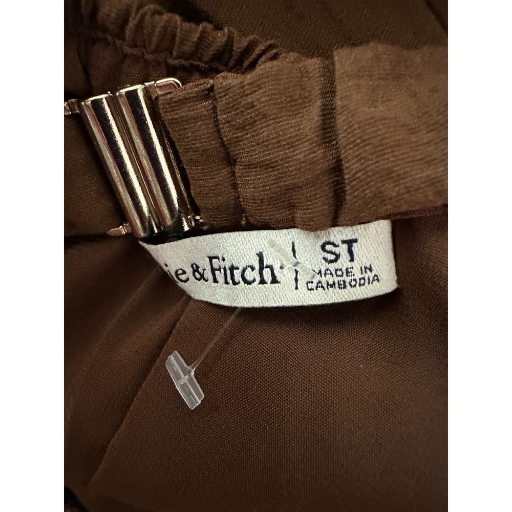 Abercrombie & Fitch Bra Free Brown Tropical Palm Print Open Back Maxi Dress ST - Picture 7 of 14